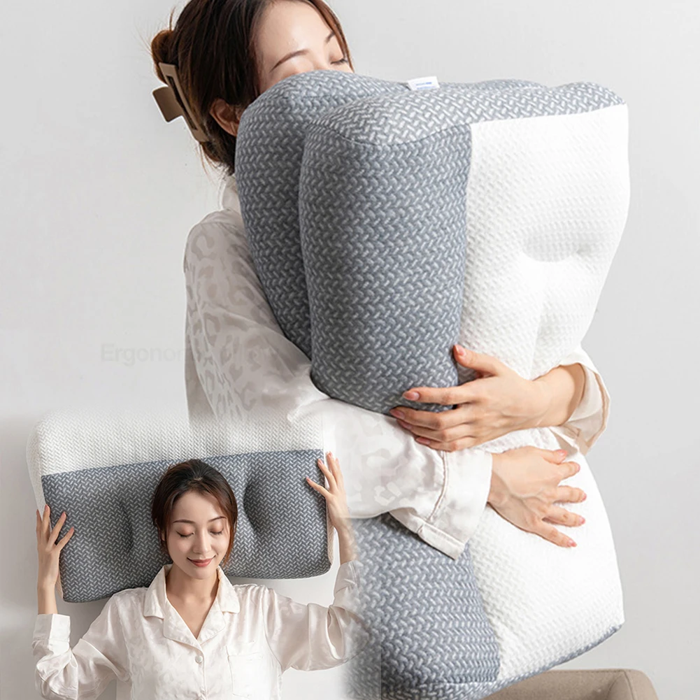 

Polyester Ergonomic Pillow Pain Relief Protect Neck Spine Pillow Reduce Pressure Points Comfortable for All Sleeping Positions