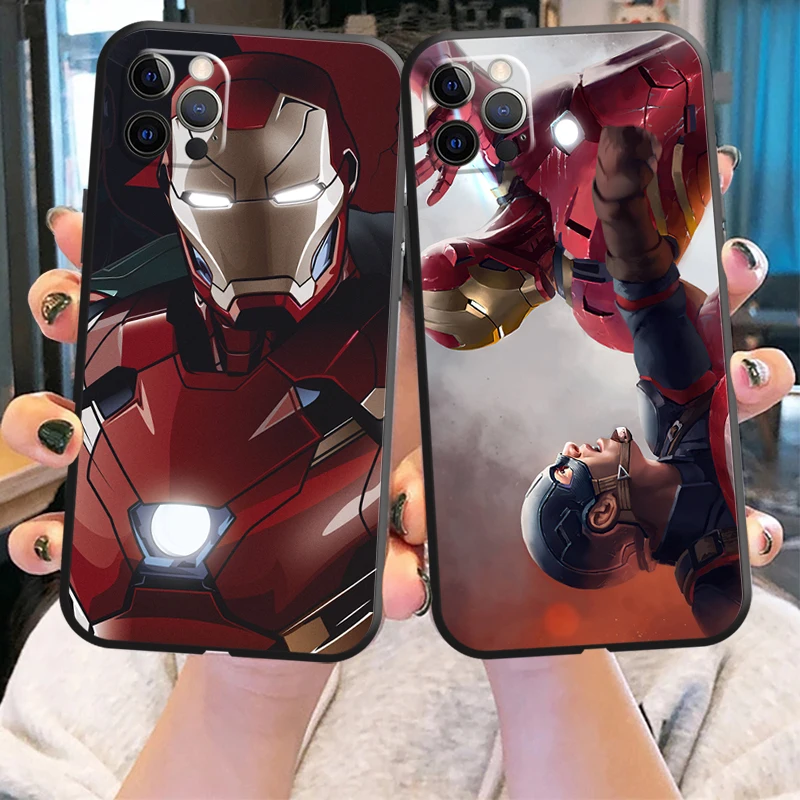

Popular Marvel Phone Case For iPhone X XS XR XS Max 11 11 Pro 12 12 Pro Max For iPhone 12 13 Mini Back Carcasa Black