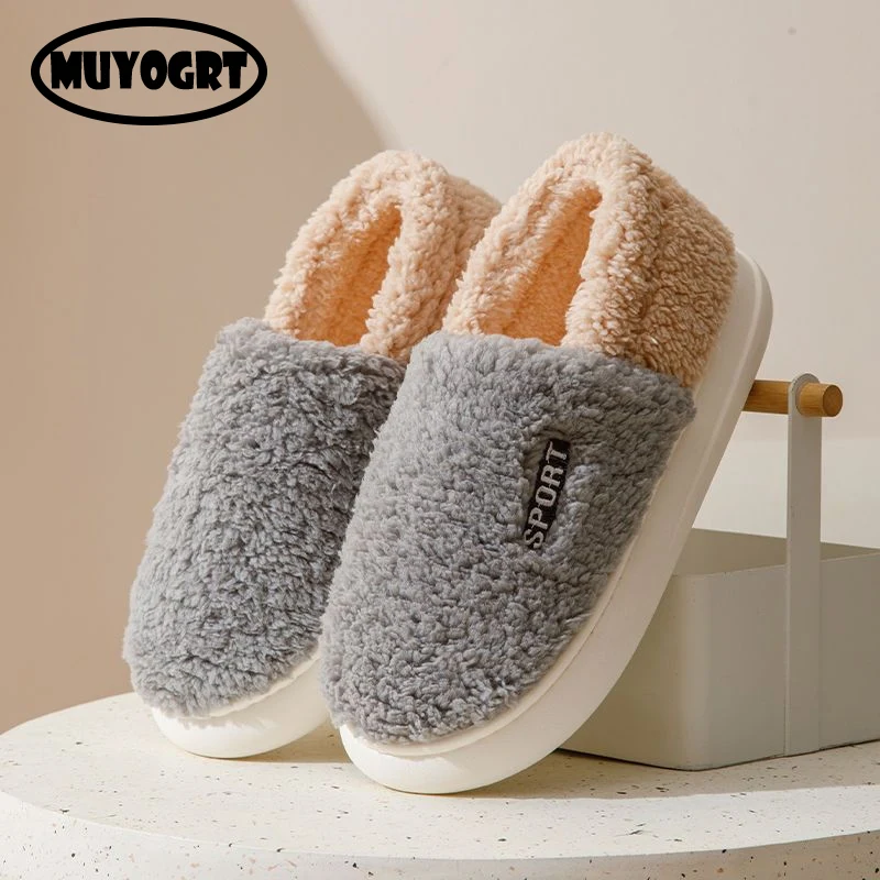 

Мужские плюшевые тапочки, однотонные домашние мягкие тапочки для мужчин, теплые комнатные шлепанцы с бисером, домашние хлопковые тапочки д...