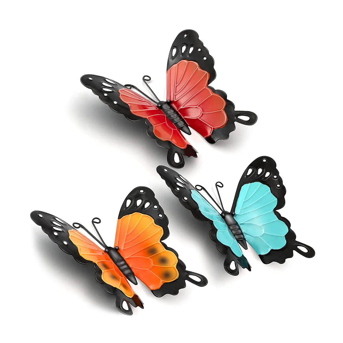 

3Pcs Iron Garden Butterfly 3D Butterfly Ornaments Small Metal Butterfly Art Wall Hanging Decoration with Hook