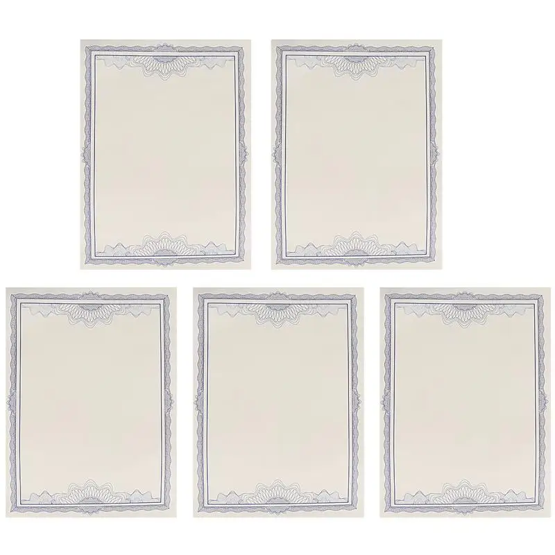 

1 Set of 5Pcs Blank A4 Certificate Paper 12K Blue Border Inner Sheet Paper Core