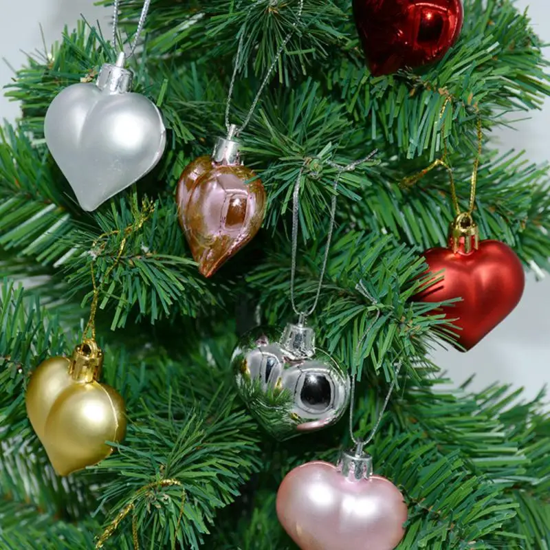 

Simple Pendant Non-polluting Christmas Tree Decoration Heart 12pcs/lot Holiday Decorations Party Dressing Glitter Hang 4.5cm