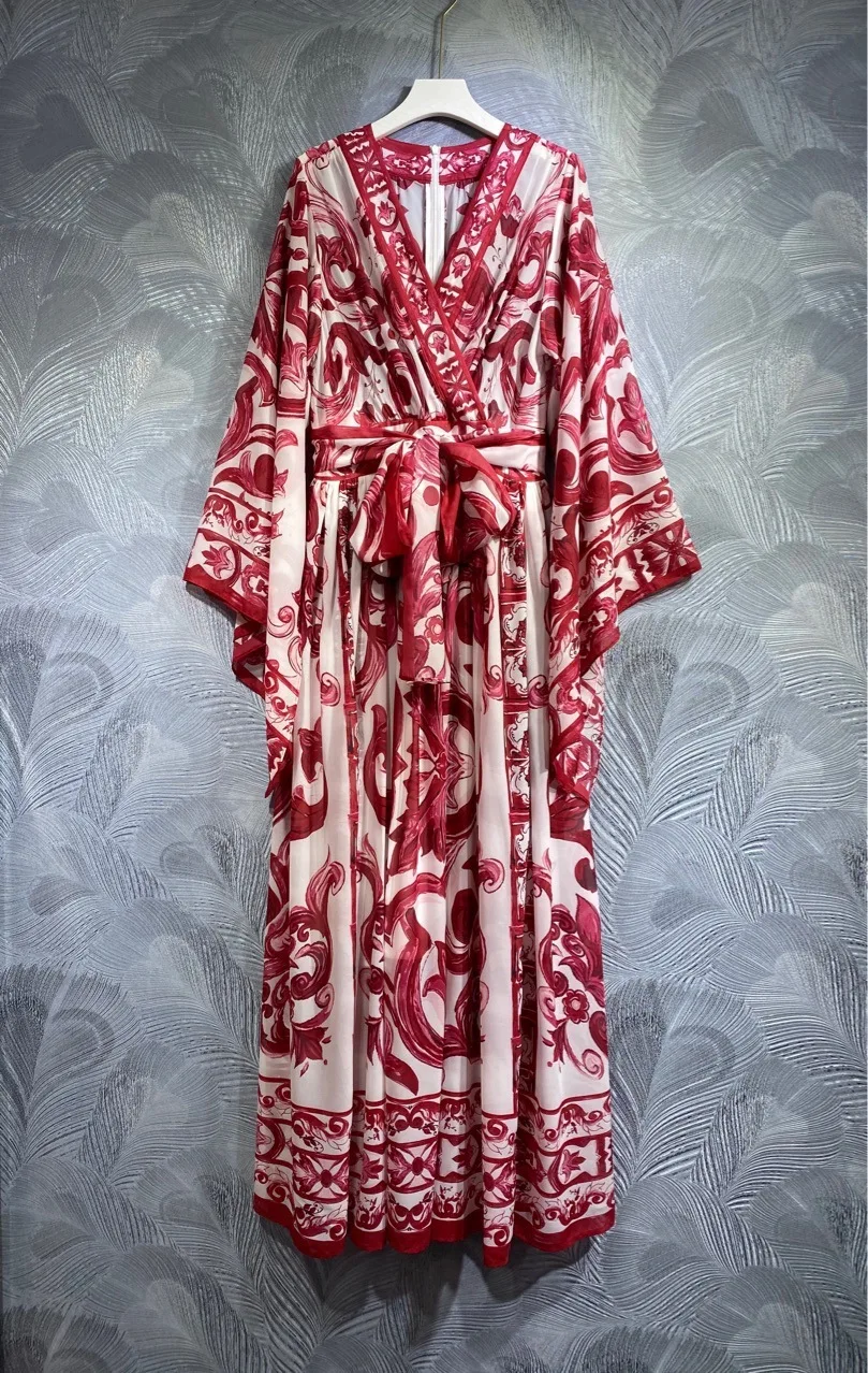 Женское модельное платье макси JAMERARY с длинным рукавом-фонариком и цветочным