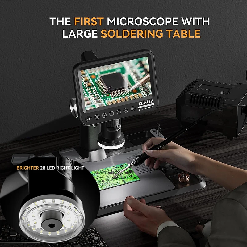 ELIKLIV ERM101 1600X7 &quotпаяльный микроскоп HD 12MP цифровой для ремонта электроники с 600 ℃