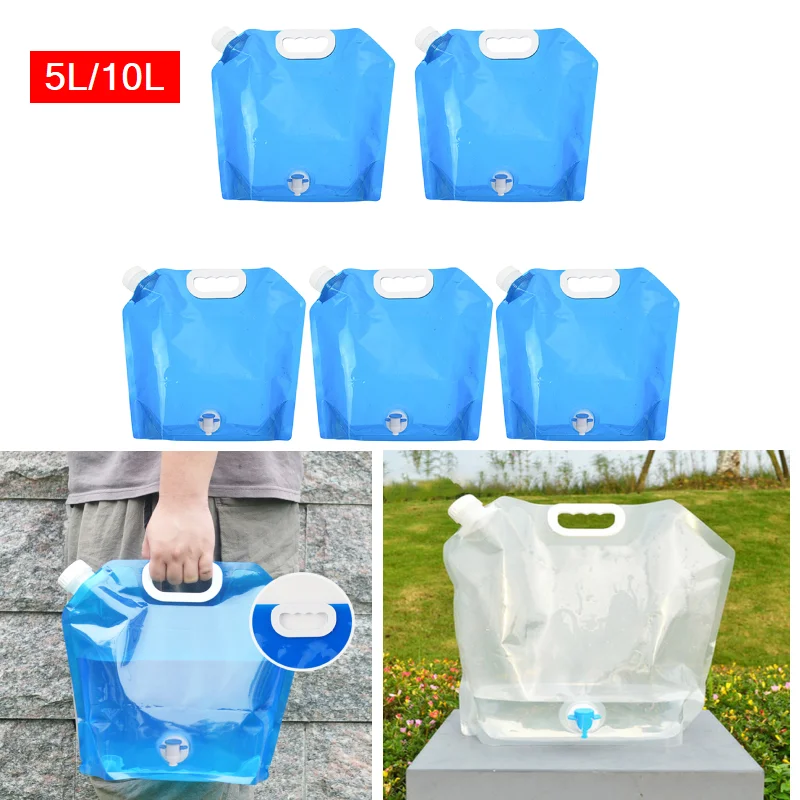 

5/10L Collapsible Water Tank Container Bag Outdoor Folding Water Storage Carrier Water Bags for Camping Hiking Picnic BBQ
