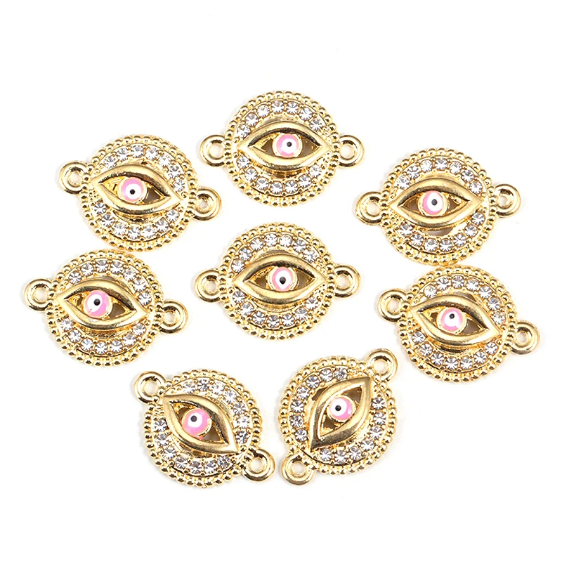 15Pcs 15*16MM Delicate Alloy Enamel Small Eyes Charm Women's Pendant DIY Jewelry Necklace Bracelet Key Chain Making Accessories