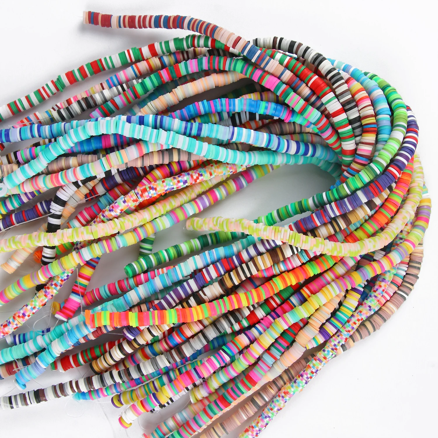 Плоские круглые бусины-разделители из полимерной глины 4/6 мм для изготовления