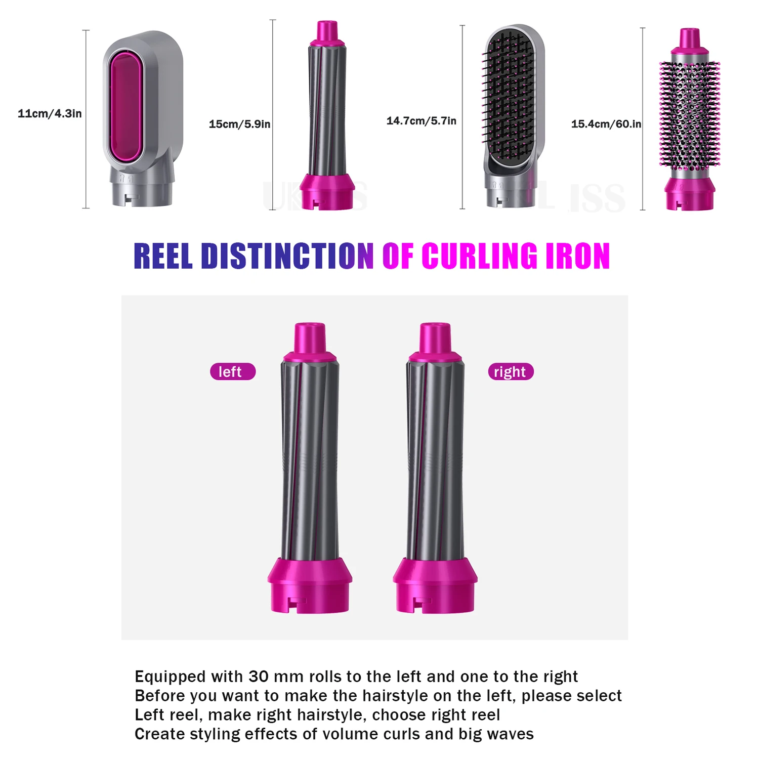Air Styler Фен-щетка 5 в 1 Электрический фен-гребень для завивки волос Палочка Съемный