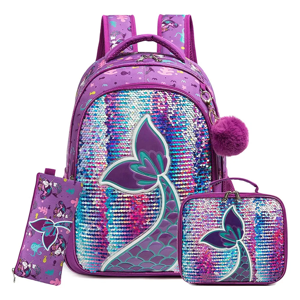 

Girls 16 Inch Girls School Sequin Backpack School Backpack With Lunch Box Backpack Women Girls School Supplies Set Bags
