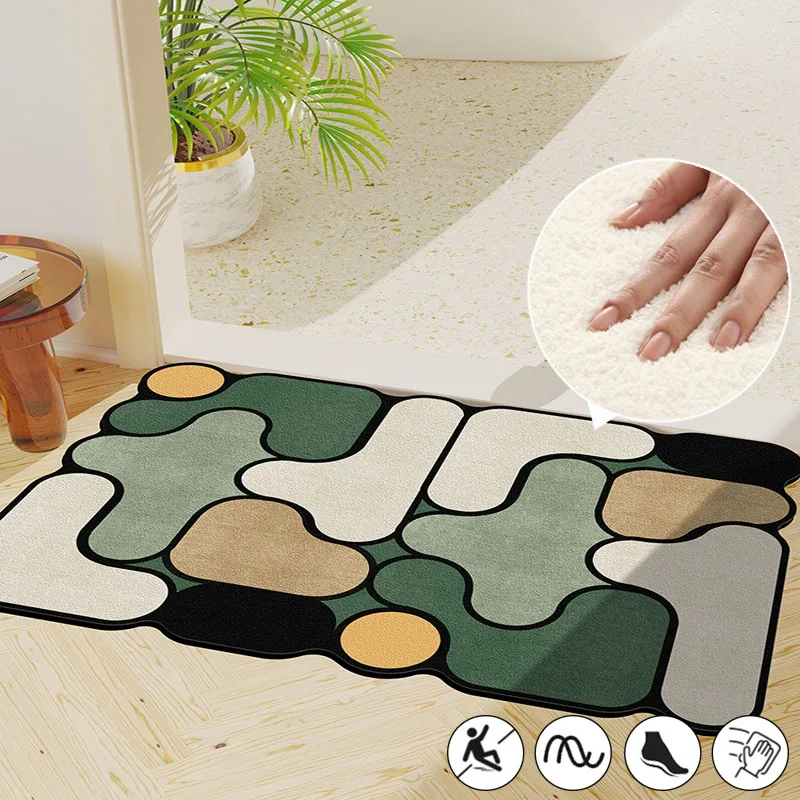 

INS Profiled Carpet Decoration Home Shower Room Kitchen Anti-slip and Water Absorption Rug Living Room Entrance Door Floor Mat