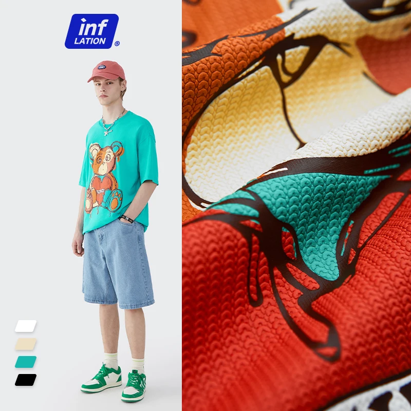 

INFLATION Streetwear Oversized Tees Mens Funny Graphic Printed T-shirts 2285S22