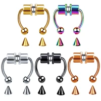 magnetic fake piercing hoop septum rings for women non piercing nose clip stainless steel rock hip hop fake piercing nose ring
