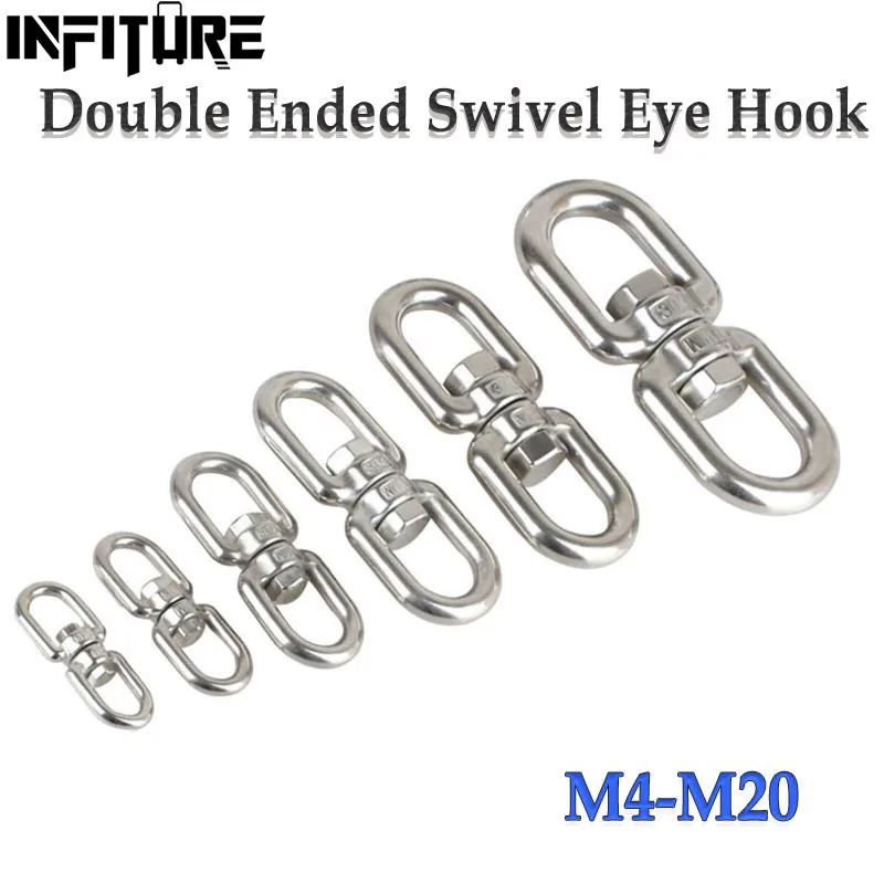 

M4-M20 Double Ended Swivel Eye Hook Swivel Ring Rigging Accessories Eye To Eye Swivel Shackle Ring Connector 304 Stainless Steel