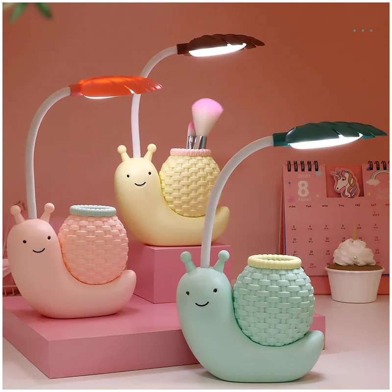 

Snail Lamp Pen Holder Eye Protection Learning Reading Lamp Usb Folding Rechargeable Bedside Lamp