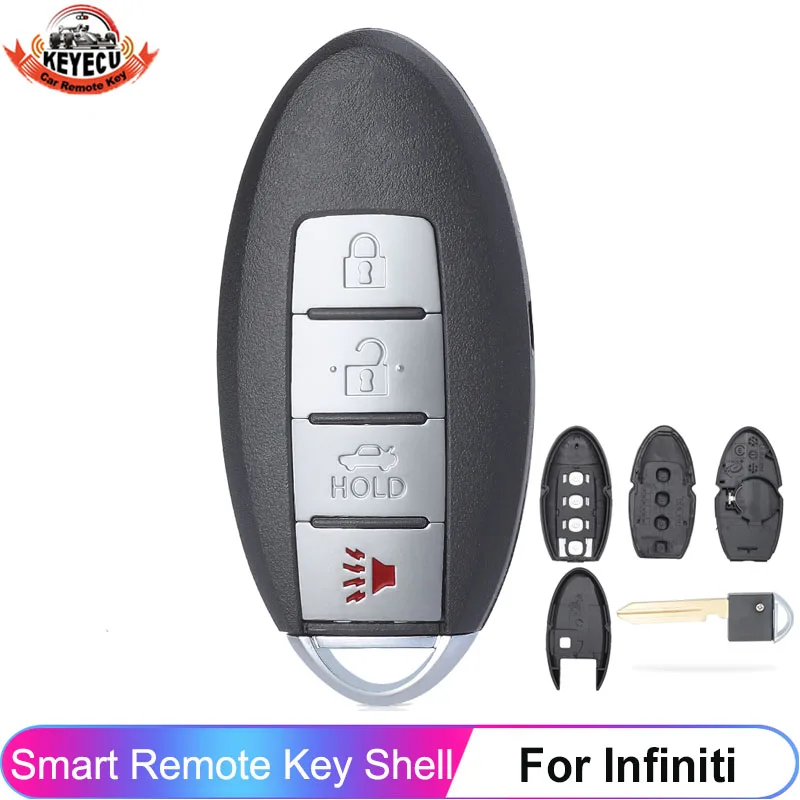 

KEYECU Smart Remote Case Key Shell Fob 4 Buttons For Infiniti FX50 FX35 Q40 Q60 Q70 G25 G35 For Nissan Altima Maxima Murano