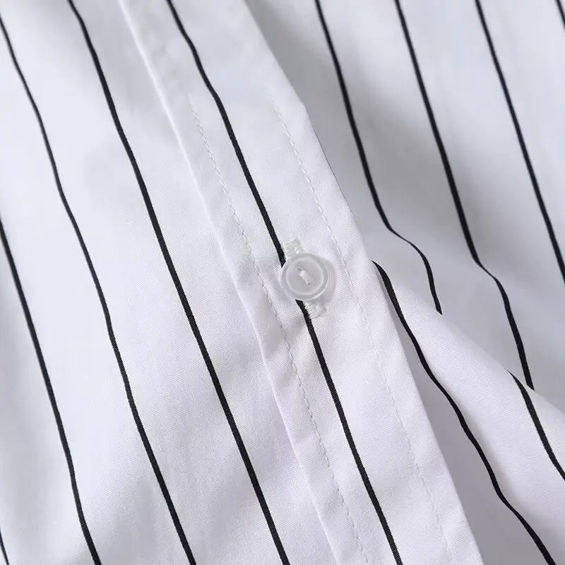 Рубашка женская хлопковая в полоску на пуговицах с длинным рукавом