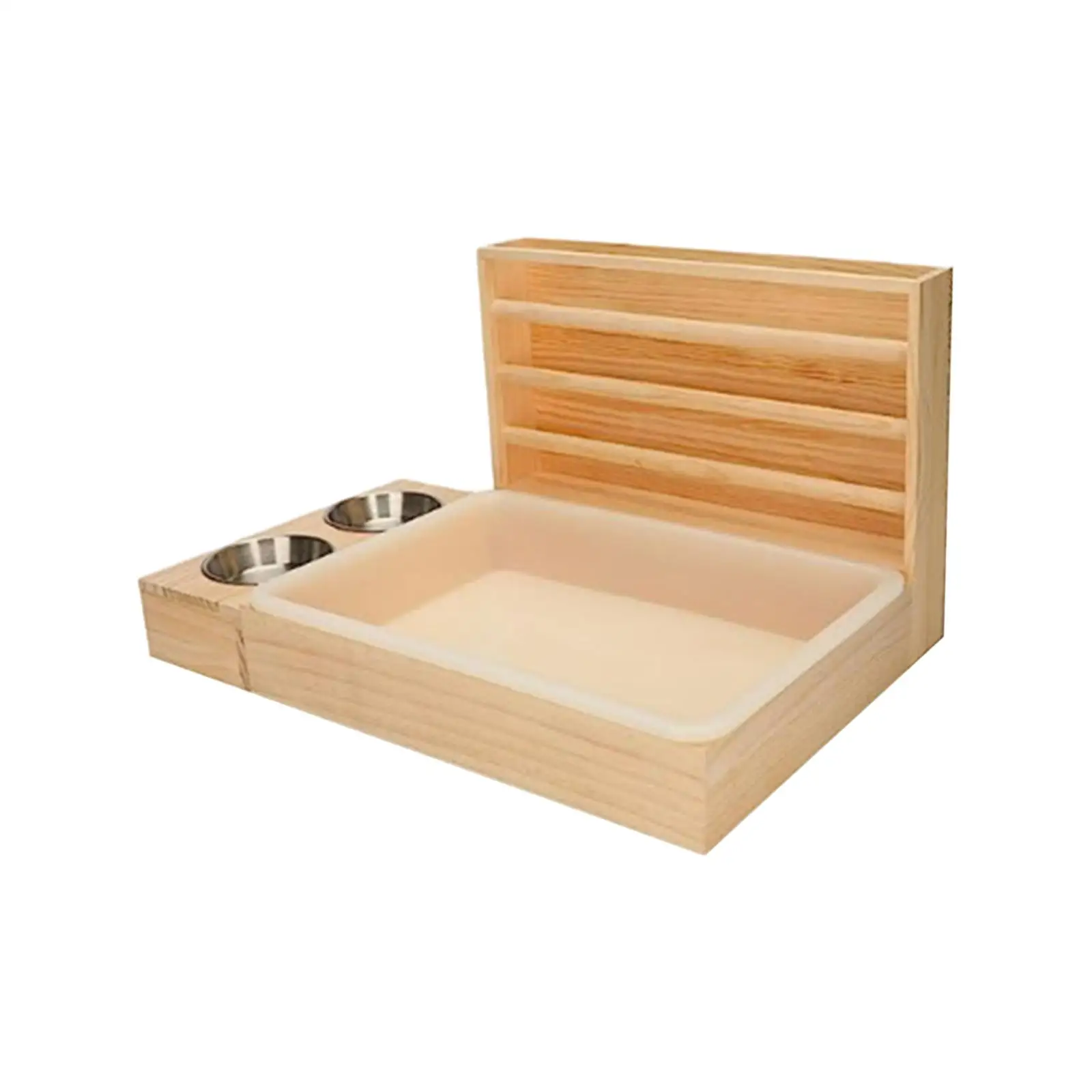 

Wooden Rabbit Hay Feeder with Litter Box Guinea Pig Hay Holder with Toilet Cage Feeding Manger Bowls Water Feeder for Hamster