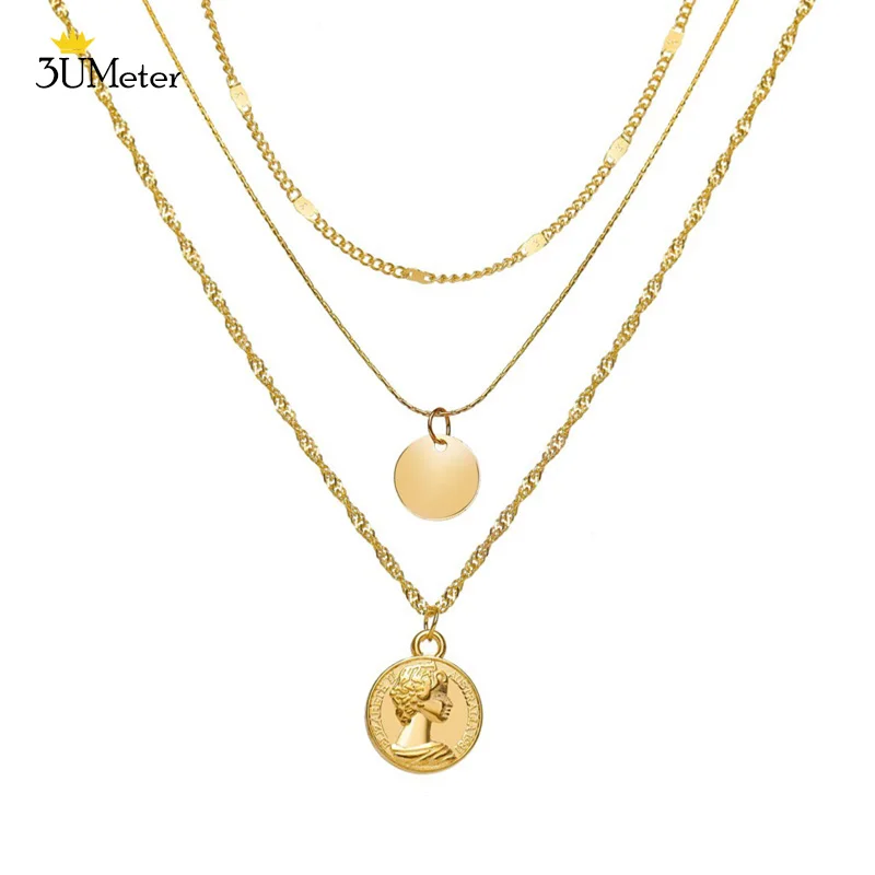 

European and American Style Vintage Choker Necklace Minimalist Small Sequins Pendant Necklace Party Clavicle Chain Women Jewelry