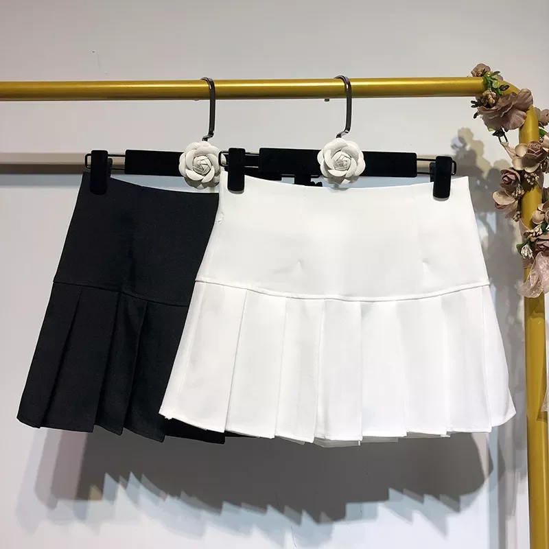 

New2022 White Micro Skirt Ladies Korean Style Summer Miniskirt Y2k Egirl accessory Pleated High Waist Mini Skirt Women clothes s