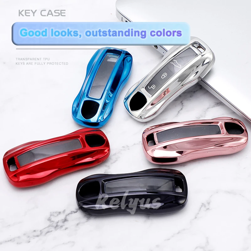 

Plating TPU Car Key Case Cover Protector for Porsche Panamera Cayenne 971 911 9YA Macan Boxster Key Shell Auto Accessories