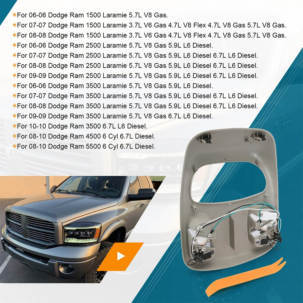 Купольная лампа для чтения карт/консоль комплект лампы 06-10 Dodge Ram 1500 2500 3500 4500 5500
