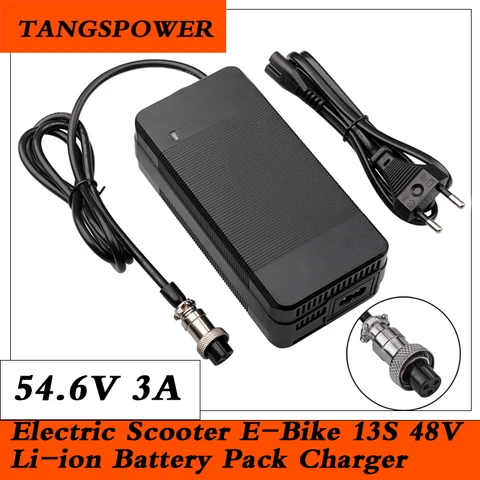 Зарядное устройство 54,6 в 3 А для Kugoo m4 pro, зарядное устройство для электрического скутера, электровелосипеда 13S 48 В, литий-ионный аккумулятор, зарядное устройство с 3P GX16