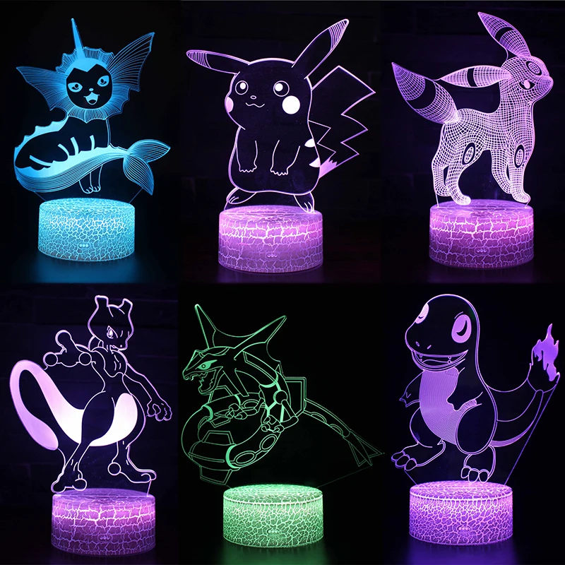 

Pokemon 3D Acrylic 7 Colors LED Night Light for Children Anime Pikachu Charizard Psyduck Action Figure Night Light Kids Toy Gift