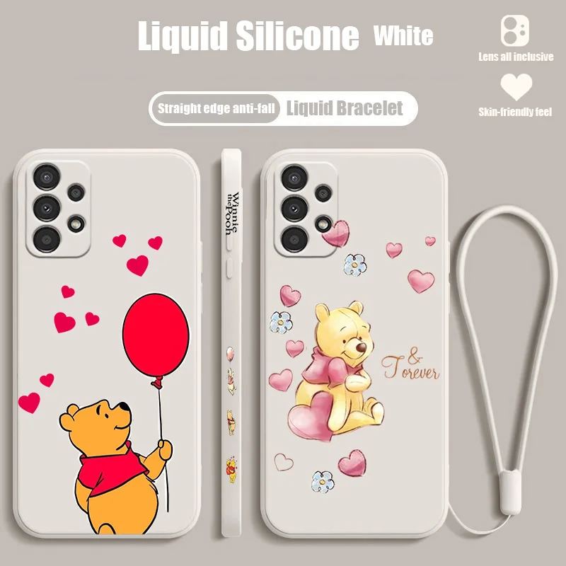 

Disney Winnie the Pooh LOVE For Samsung A73 A72 A54 A53 A52 A42 A34 A33 A32 A23 A22 A14 A13 A12 Liquid Left Rope Phone Case