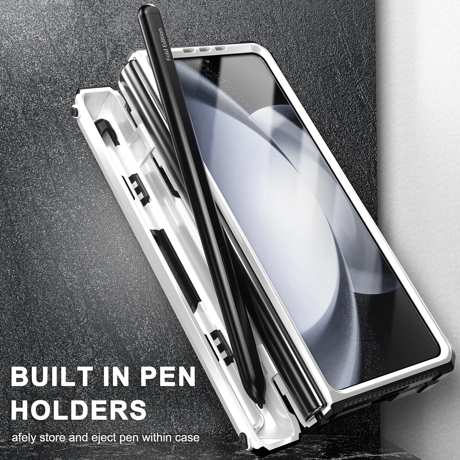 

Anteen Shockproof Case for Samsung Galaxy Z Fold 5 Screen Glass Protective Cover Len All-inclusive Foldable Hard PC Stand Shell