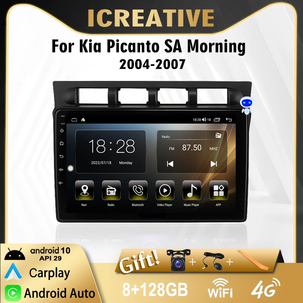 

Мультимедийная магнитола ICREATIVE 2 din для Kia Picanto SA Morning 2004-2007, Android 10,0, автомобильный видеоплеер, GPS-навигатор, Раздельный экран