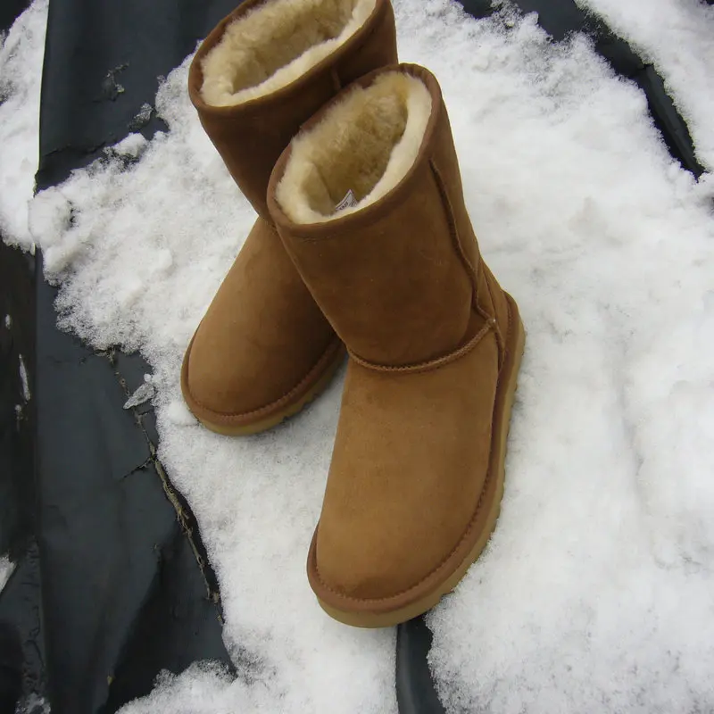 

HQF UG Top Quality Classic Winter Sheepskin Snow Boots Women Waterproof Natural Wool Fur Lined Short Warm Flat Shoes Size 35-45