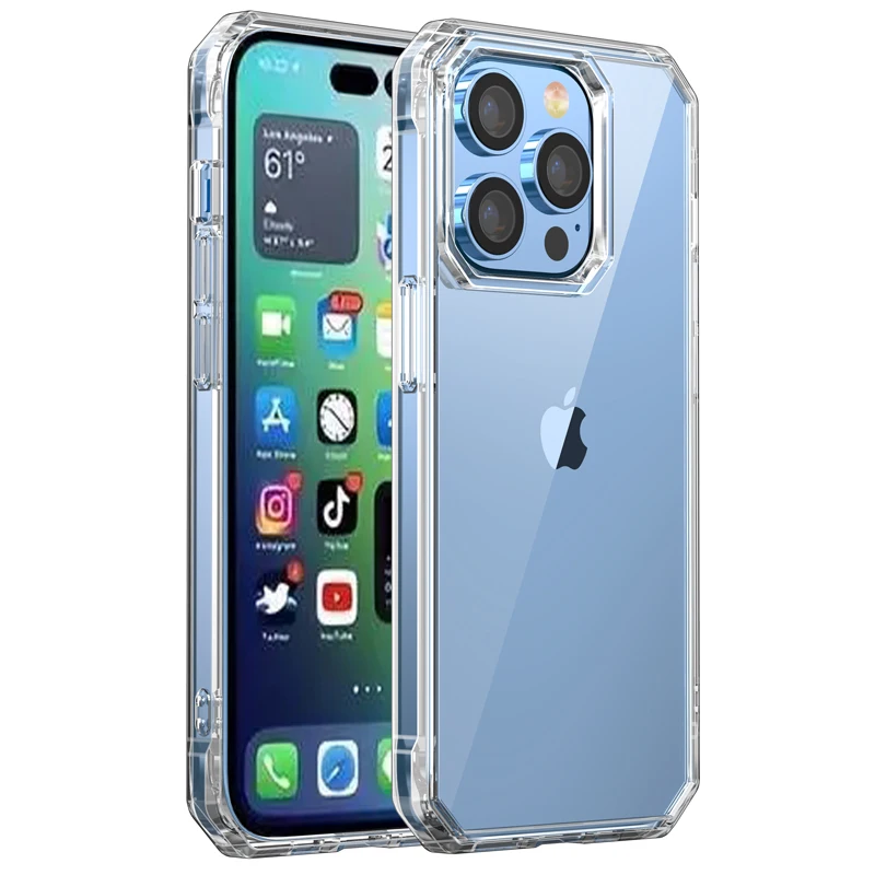 

Square Airbag Shockproof Transparent Phone Case For iPhone 11 12 13 14 Pro Max Mini X XS XR 7 8 Plus SE 2 3 Clear TPU Hard Cover