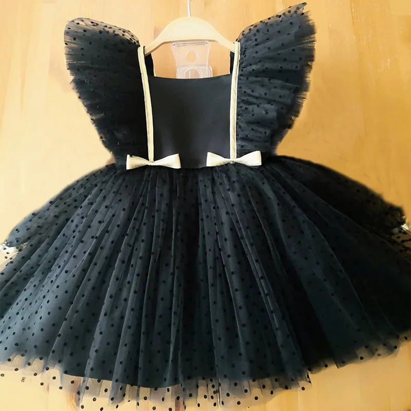 Evening Dresses For Girls Lace Bowknot Backless Tutu Princess Dress Kids Infant Baby Birthday Party Prom Dress Children Clothes