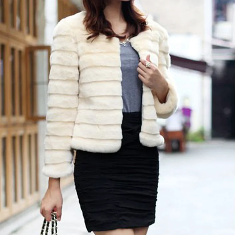Autumn Fashion Women Faux Fur Jacket Elegant Faux Rabbit Fur Coats Korean Short Slim Outerwear Fur Gilet Fourrure Abrigo De Pelo