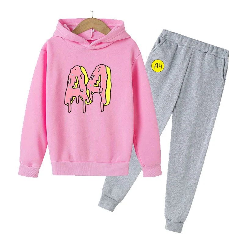 2023 Spring and Autumn Goods A4 Children's Hooded Pants Girl Casual Top Boy Baby Home Clothes Sports Suit Coat Hoodie Tide Brand enlarge