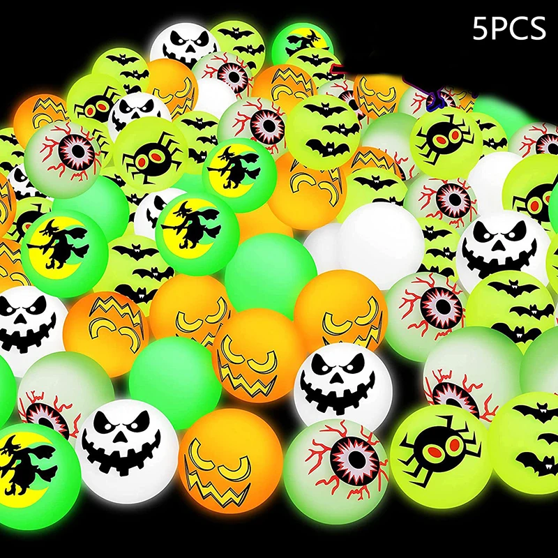 

5PCS Water Play Toys 32 Creative Halloween Luminous Bouncy Jumping Balls Kids Party Favors Prizes Bag Fillers Gift