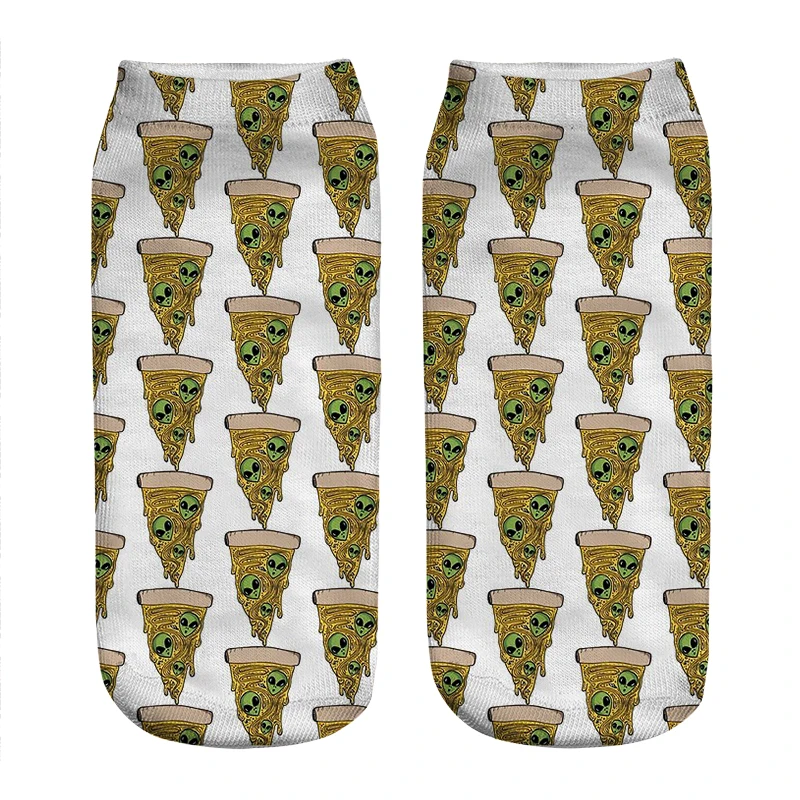 

Women's socks kawaii Funny Alien Pizza pattern Printed Socks Woman harajuku Happy Funny Novelty cute girl gift Socks for women