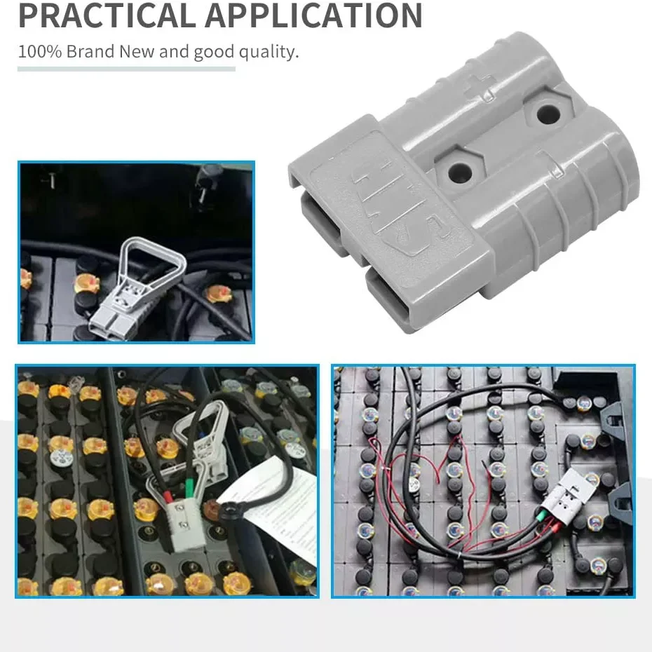 

AUTO PARTS 2pcs 600V 50A Copper Silver Battery Quick Connector Kit Connect Plug Disconnect Winch Trailer Connect Max for 6AWG Wi