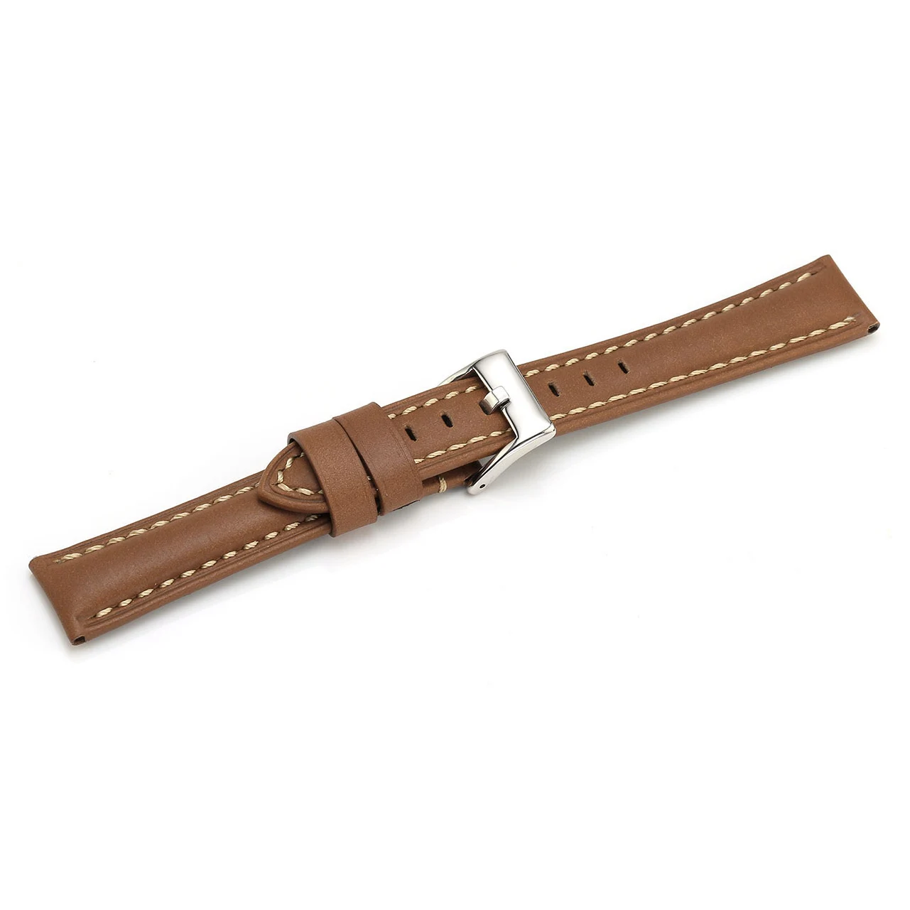 Leather strap cowhide strap stainless steel buckle sewing strap breathable   strap black brown 18MM