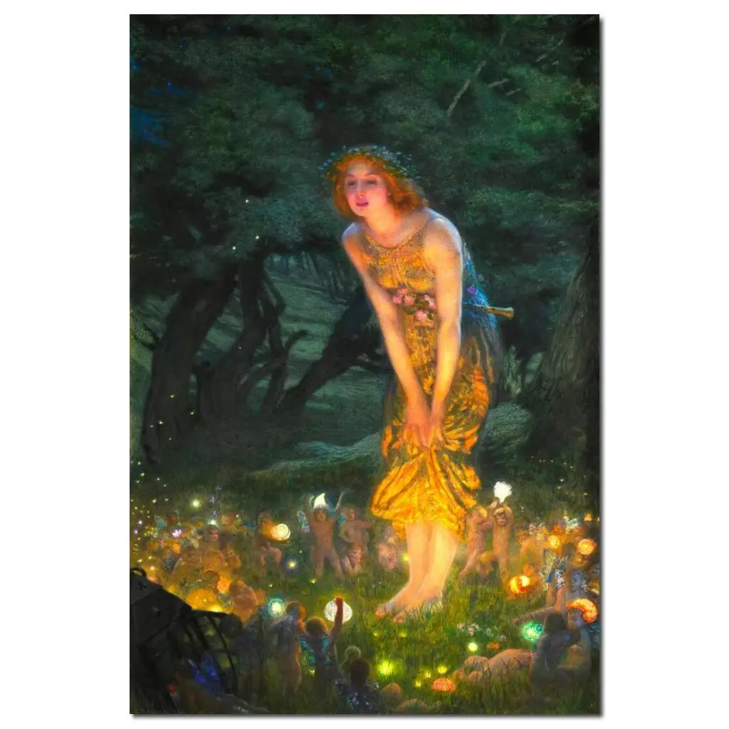 

Красивое художественное полотно, Портрет женщины, масляная живопись ручной работы, средне Летняя ночь, Эдвард Роберт хуги, искусство, романтизм, Настенный декор