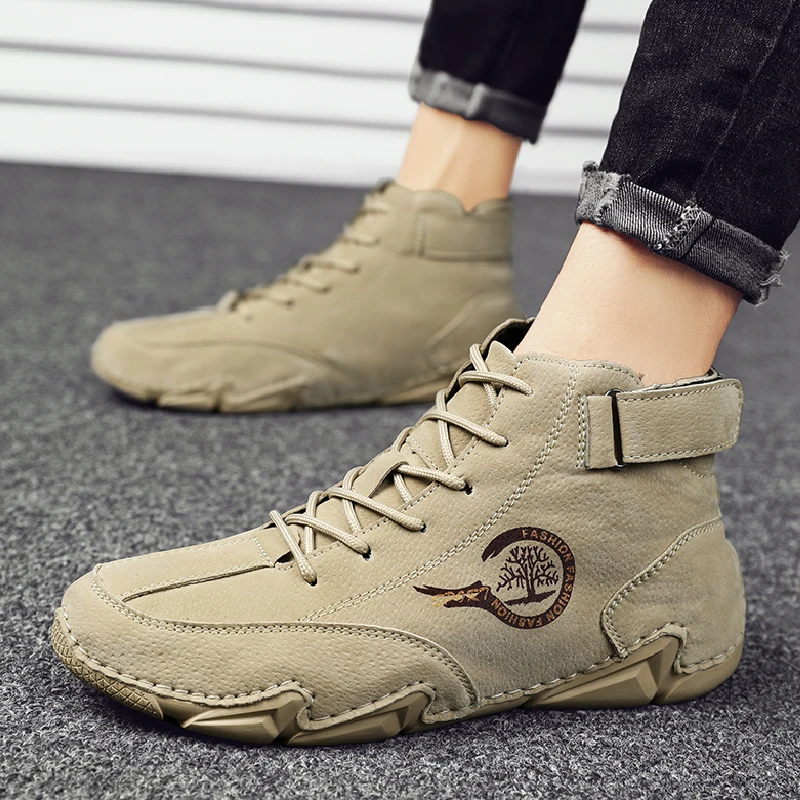 

Winter Men Boots 2023 New Suede Leather with Fur Ankle Boots for Men Keep Warm High Top Sneakers Casual Western Boots Size 38-48