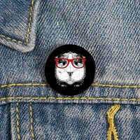 bubu the guinea pig with glasses pin custom funny brooches shirt lapel bag badge cartoon jewelry gift for lover girl friends