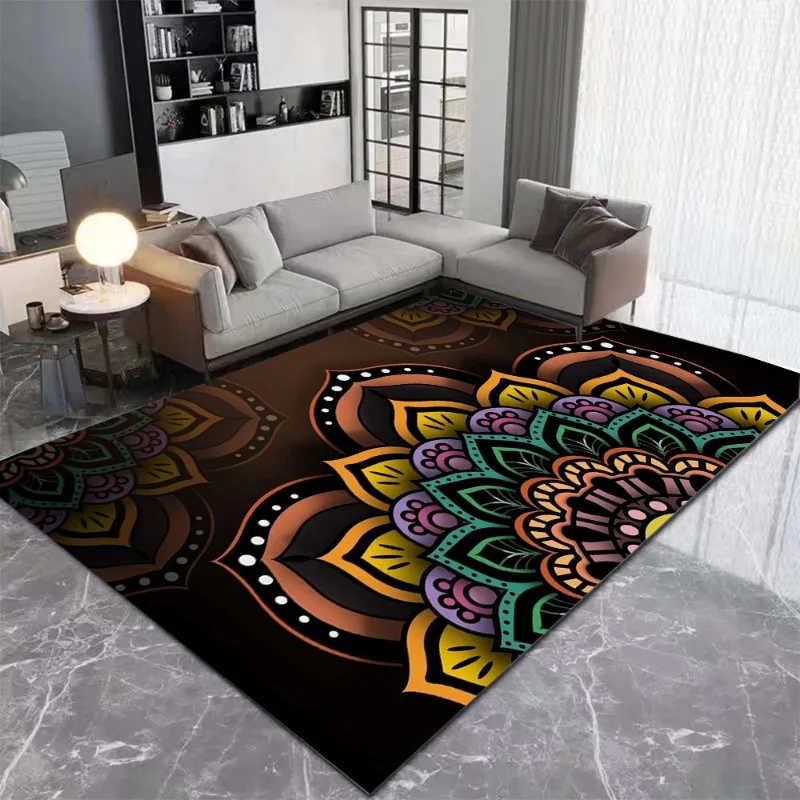 

Mandala Design for Living Room Carpet Oversize Mandala Rug Bohemian Ethnic Pattern Rug Non Slip Mat Bedroom Home Area Carpet