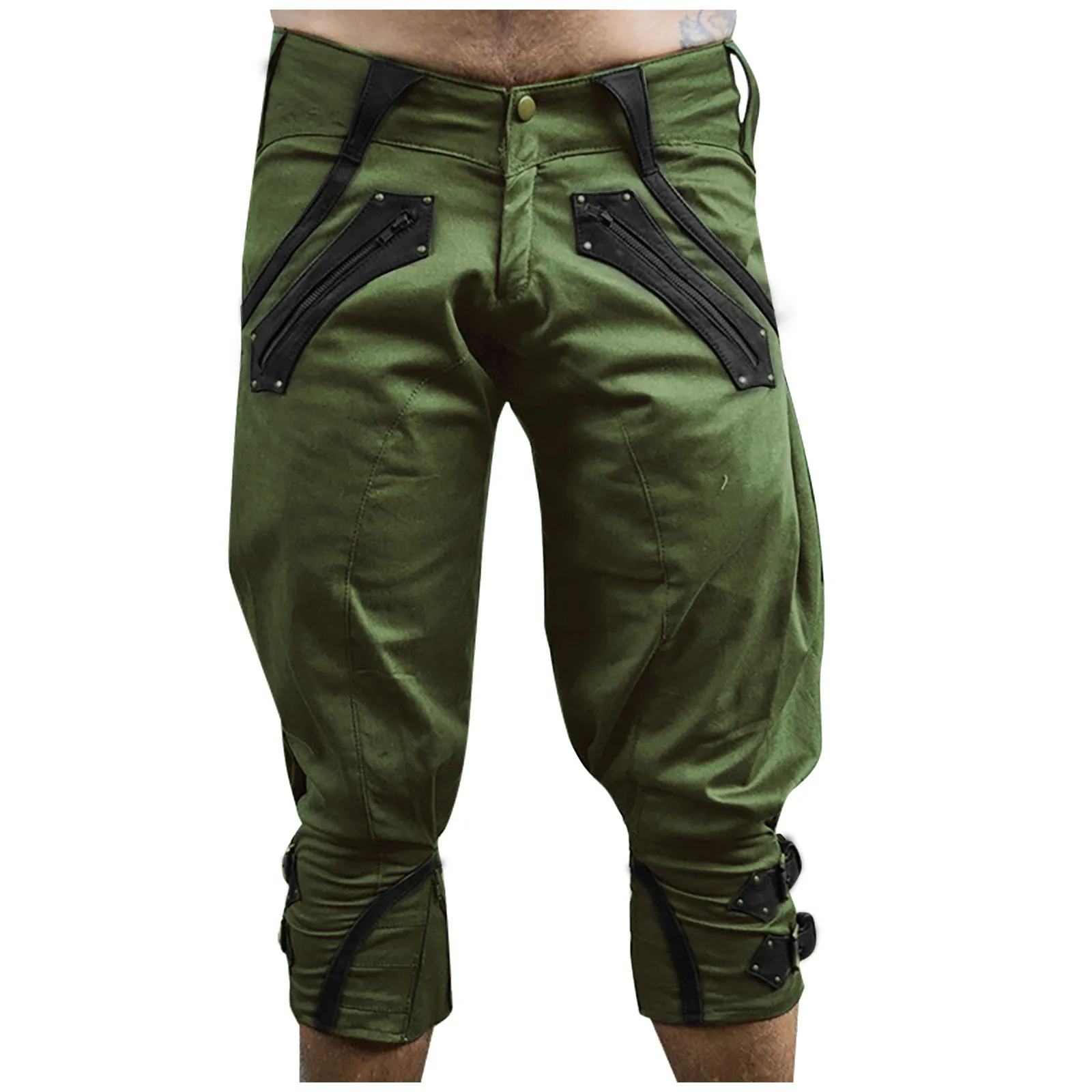 

Men's Solid Color Retro Performance 7-point Trousers And Trousers