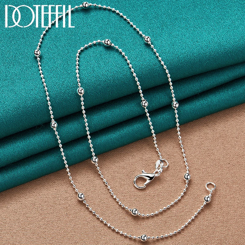 

DOTEFFIL 925 Sterling Silver Full Smooth Beads 16/18/20/22/24Inch 4mm Chain Necklace For Women Man Fashion Wedding Charm Jewelry
