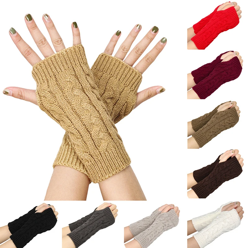 

1 Pair Of Half Finger Gloves For Women Winter Soft Warm Wool Knitting Arm Gloves Warm Fingerless Gloves Winter Warm Gift