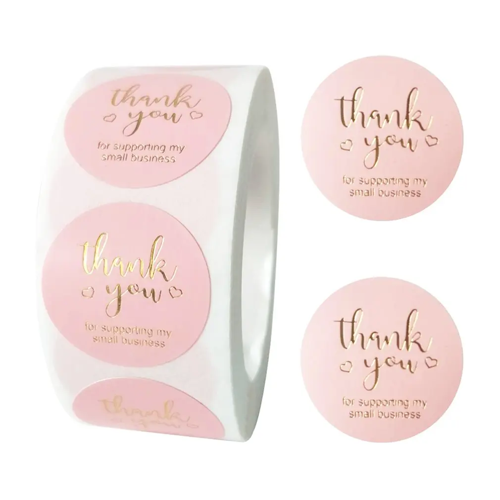 

2.5cm Sticker "Handmade With Love" Labels Pink Waterproof Stickers Rolls Seal Label For Scrapbook Business Stationery Sticker