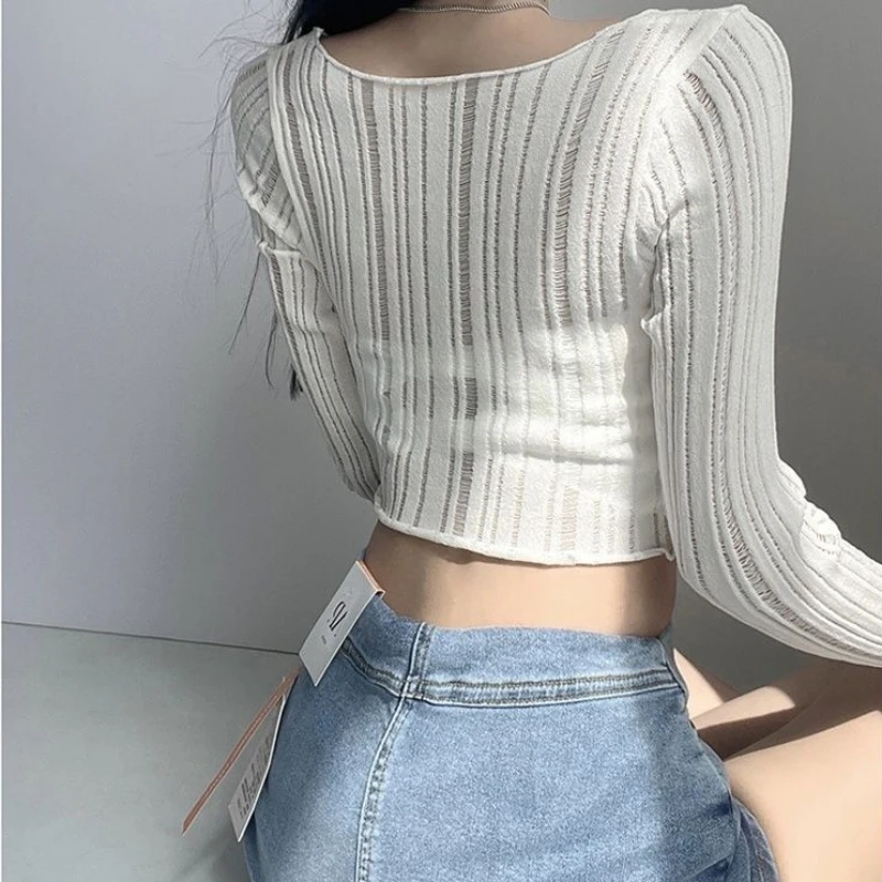 Футболки женские трикотажные с длинным рукавом однотонные Асимметричные