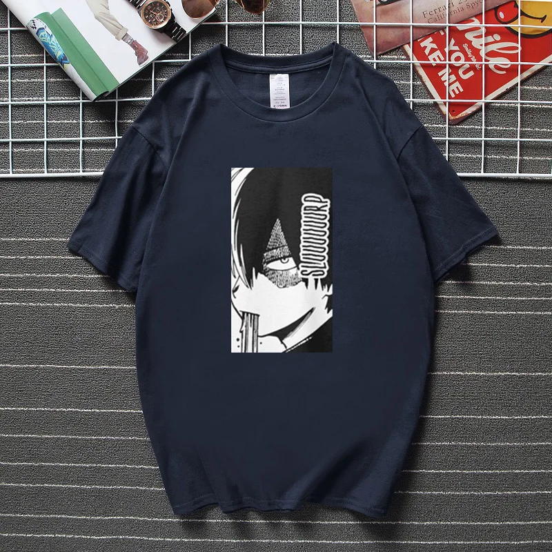 

Shoto Slurp T-Shirt Shoto Todoroki Endeavor Hero Academia Izuku Deku Bakugo All Might Mha Cotton T shirt Harajuku Men clothing