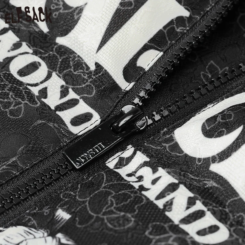 ELFSACK Spliced Black Down Coats Women 2022 Winter New Thick Coats